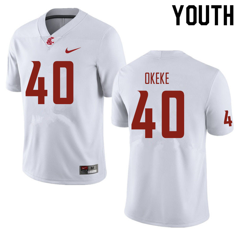 Youth #40 Brandy Okeke Washington State Cougars Football Jerseys Sale-White